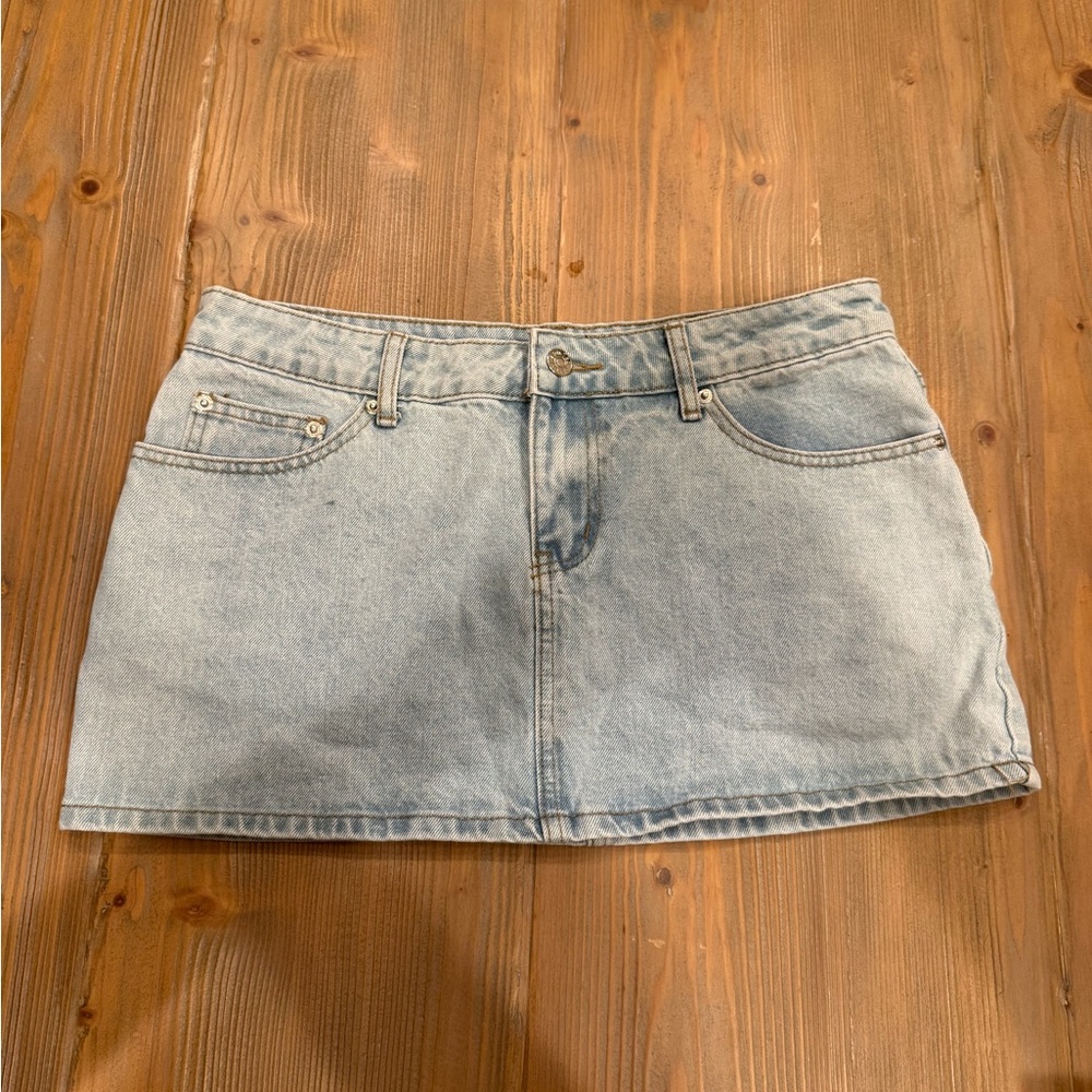 Edikted Light Blue Denim Mini Skirt